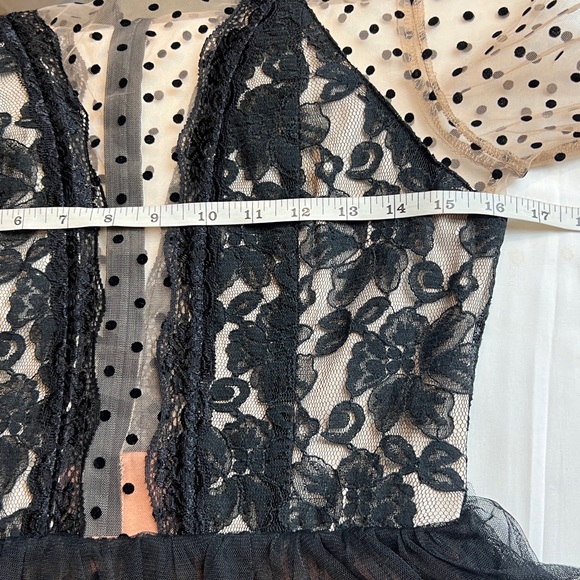 Giffniseti NWT Mesh Polkadot Whimsygoth Witchy Fairy Black Cream FlowyMaxi Dress - Picture 11 of 15